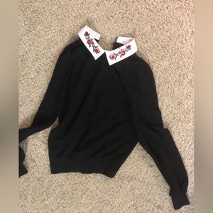 Embroidered Peter Pan collar sweater